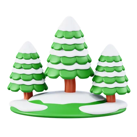 Christmas tree in snow  3D Icon