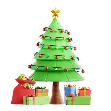 Christmas Tree With Gift  3D Icon