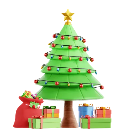 Christmas Tree With Gift  3D Icon