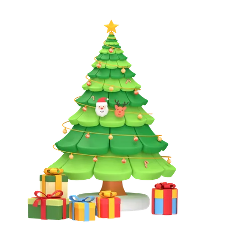 Christmas Tree With Gift Box 3 D Icon 3D Icon