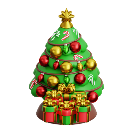 Christmas Tree With Gift Box  3D Icon