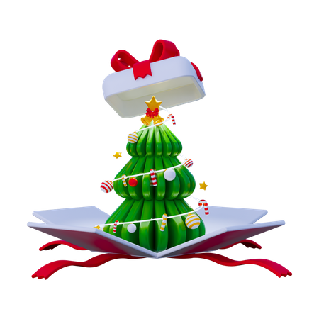 Christmas tree with gift box  3D Icon