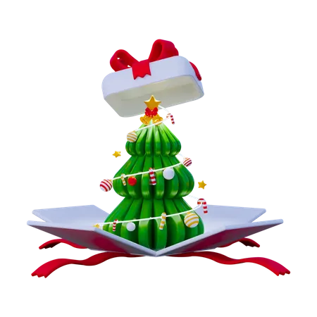 Christmas tree with gift box  3D Icon