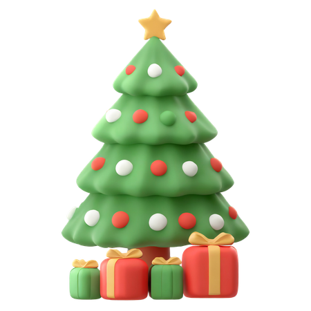Christmas Tree With Gifts  3D Icon