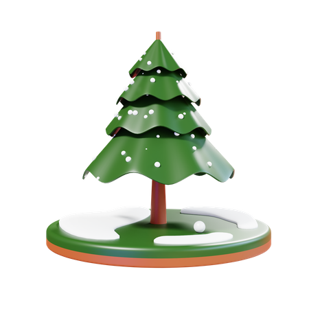 Christmas Tree With Snow 3D Illustration