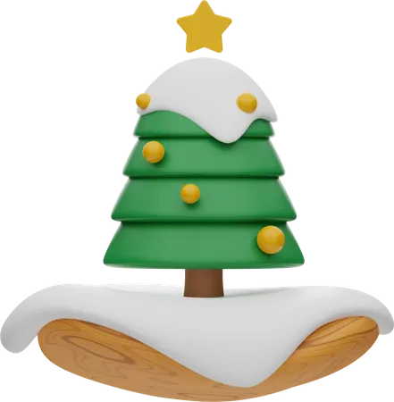 Christmas Tree With Snow  3D Illustration