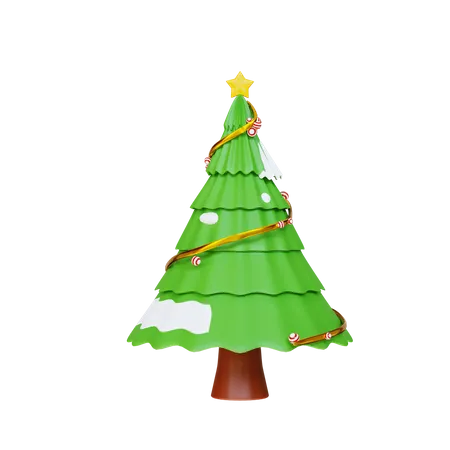 Christmas Tree Wtih Star 3D Illustration