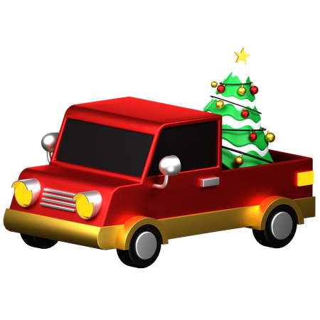 Christmas Truck With Christmas Tree  3D Icon