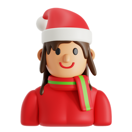 クリスマスの女性  3D Icon