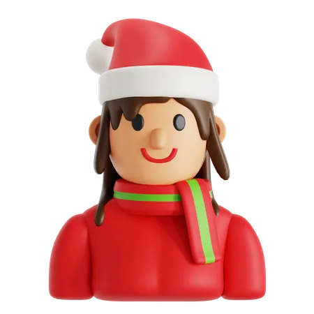 クリスマスの女性  3D Icon