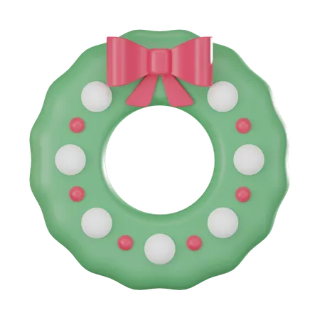 Holiday Season With A Cute Christmas Wreath Perfect For Festive Decorations And Holiday Themed Designs 3 D Render 3D Icon