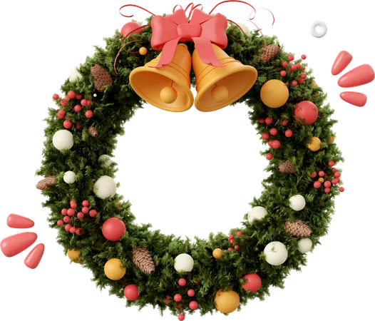 Christmas Wreath Christmas Theme Elements 3 D Illustration 3D Icon