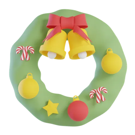 Christmas Wreath And Bell  3D Icon