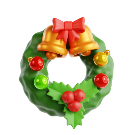 Christmas Wreath and Bell  3D Icon