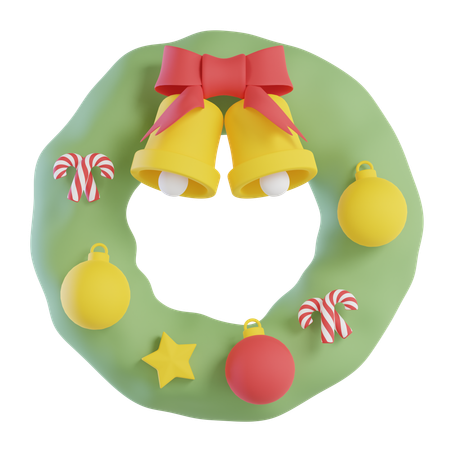 Christmas Wreath And Bell  3D Icon