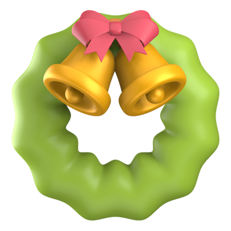 Christmas Wreath And Bell 3D Illustration