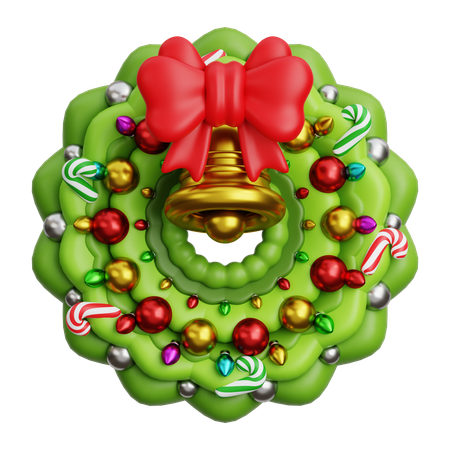 Christmas Wreath With Bell  3D Icon