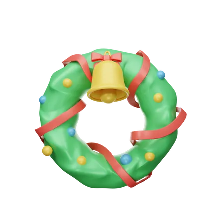 Christmas Wreath With Bell  3D Icon