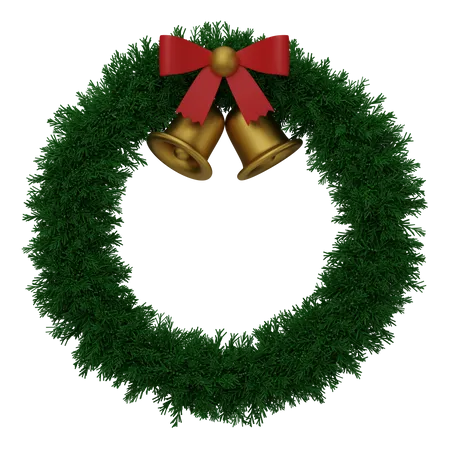 Christmas Wreath With Bell 3D Icon