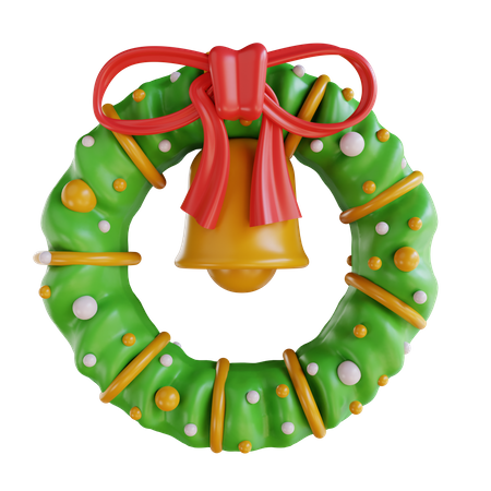 Christmas Wreath With Bells  3D Icon