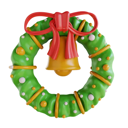 Christmas Wreath With Bells  3D Icon