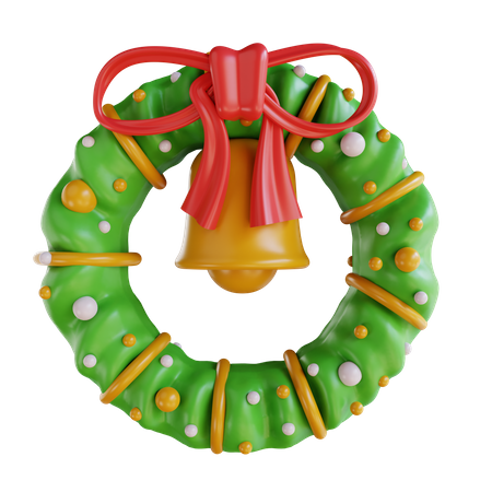 Christmas Wreath With Bells  3D Icon