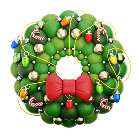 Christmas Wreath With Candies  3D Icon