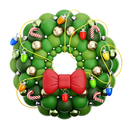 Christmas Wreath With Candies  3D Icon