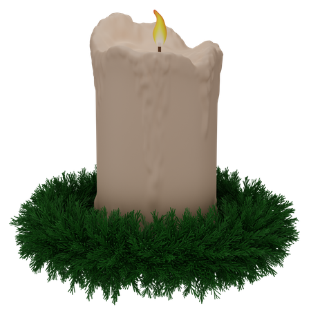 Christmas Wreath With Candle  3D Icon