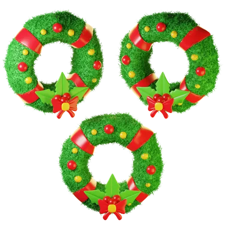 3 D Icon Christmas Wreath With Flowers 3D Icon
