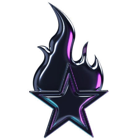 Chrom Flamme Starburst  3D Icon