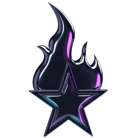 Chrom Flamme Starburst  3D Icon