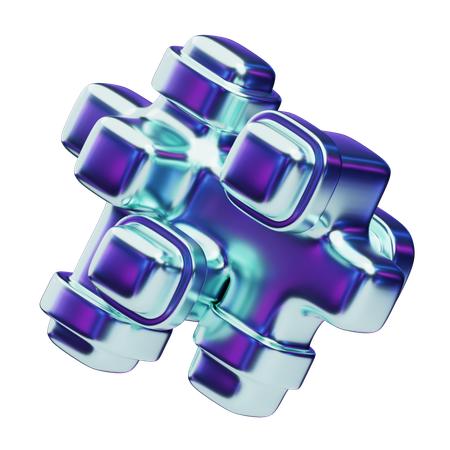 Chromatic Abstract Blue Metallic Cluster  3D Icon