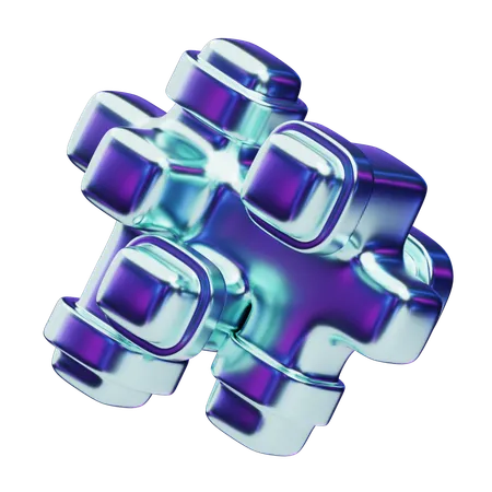 Chromatic Abstract Blue Metallic Cluster  3D Icon