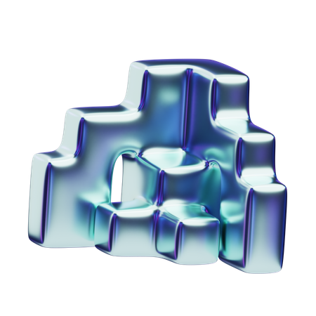 Chromatic Abstract Blue Staggered Arch  3D Icon