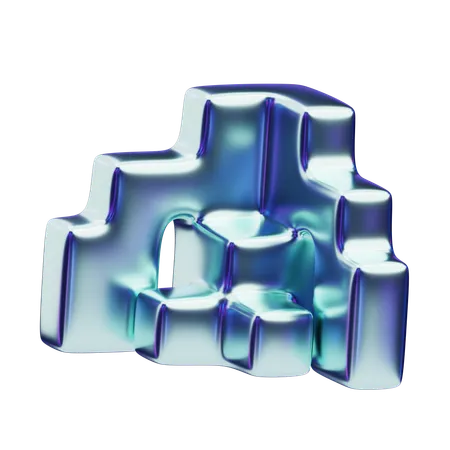 Chromatic Abstract Blue Staggered Arch  3D Icon