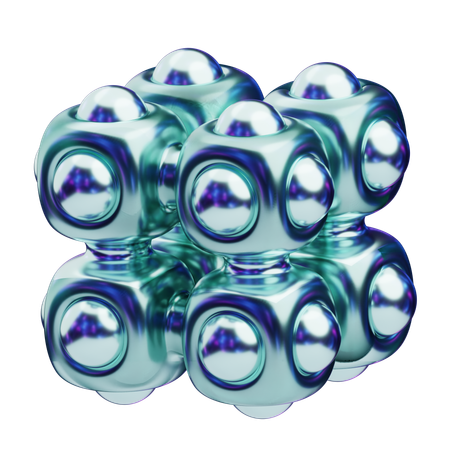 Chromatic Abstract Clustered Metallic Cubes With Spherical Nodes  3D Icon