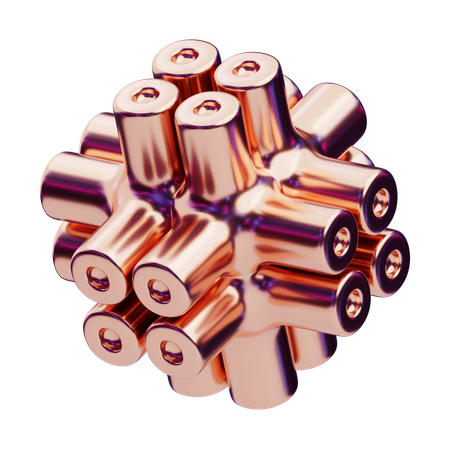 Chromatic Abstract Copper Beam Cluster  3D Icon