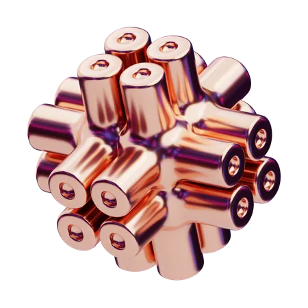 Chromatic Abstract Copper Beam Cluster  3D Icon