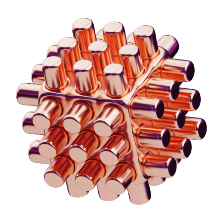 Chromatic Abstract Copper Cluster Cube  3D Icon