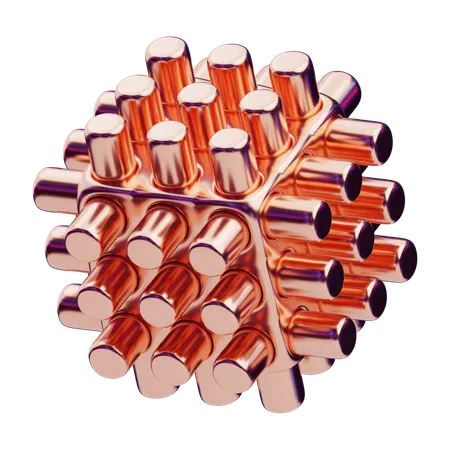 Chromatic Abstract Copper Cluster Cube  3D Icon