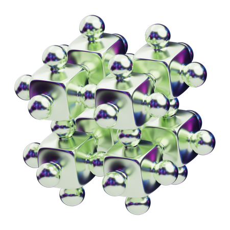 Chromatic Abstract Geometric Cluster Fusion  3D Icon