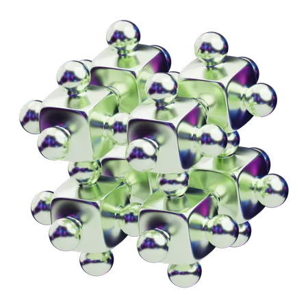 Chromatic Abstract Geometric Cluster Fusion  3D Icon