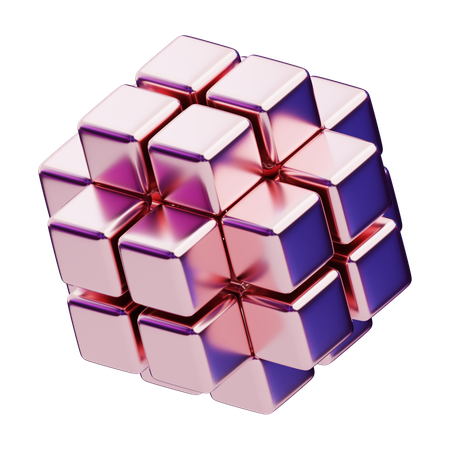 Chromatic Abstract Geometric Cube Cluster  3D Icon