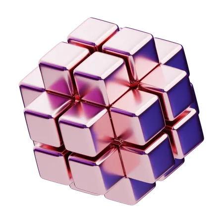 Chromatic Abstract Geometric Cube Cluster  3D Icon