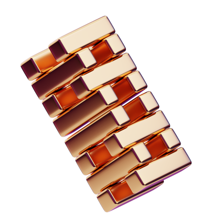 Chromatic Abstract Golden Brick Tower  3D Icon