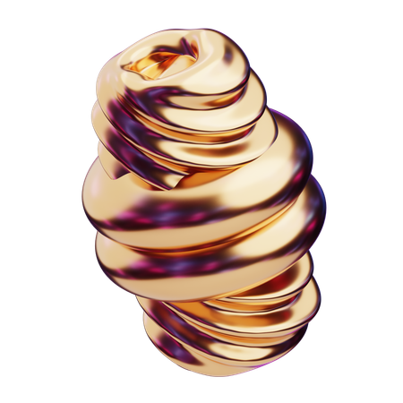 Chromatic Abstract Golden Coil Swirl  3D Icon