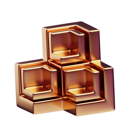 Chromatic Abstract Golden Framed Hexes  3D Icon