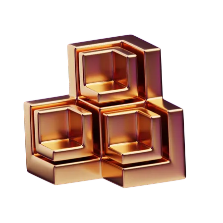 Chromatic Abstract Golden Framed Hexes  3D Icon