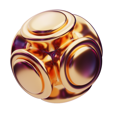 Chromatic Abstract Golden Orbital Junction  3D Icon